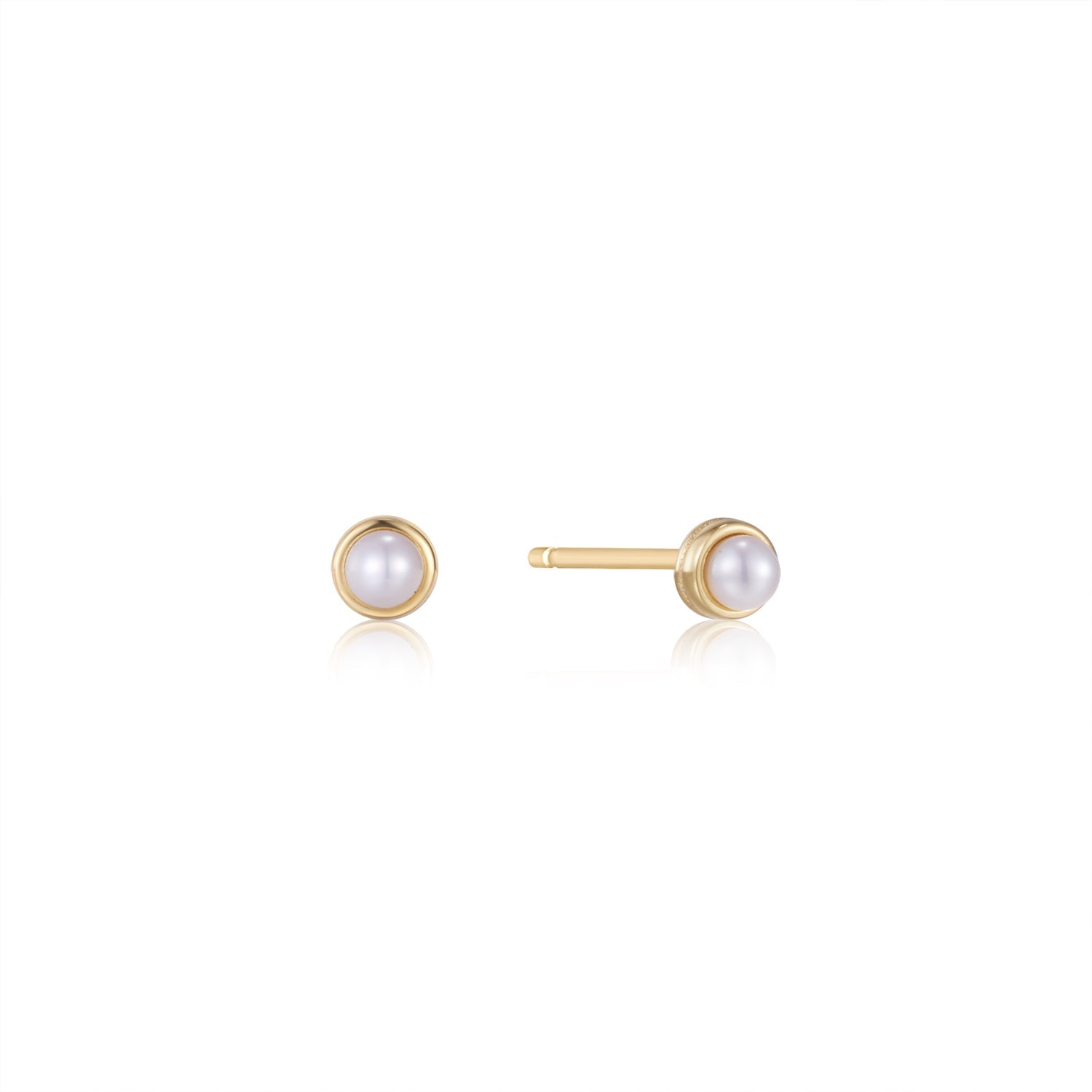 Gold Pearl Cabochon Stud Earrings Michael and Son s Jewelers