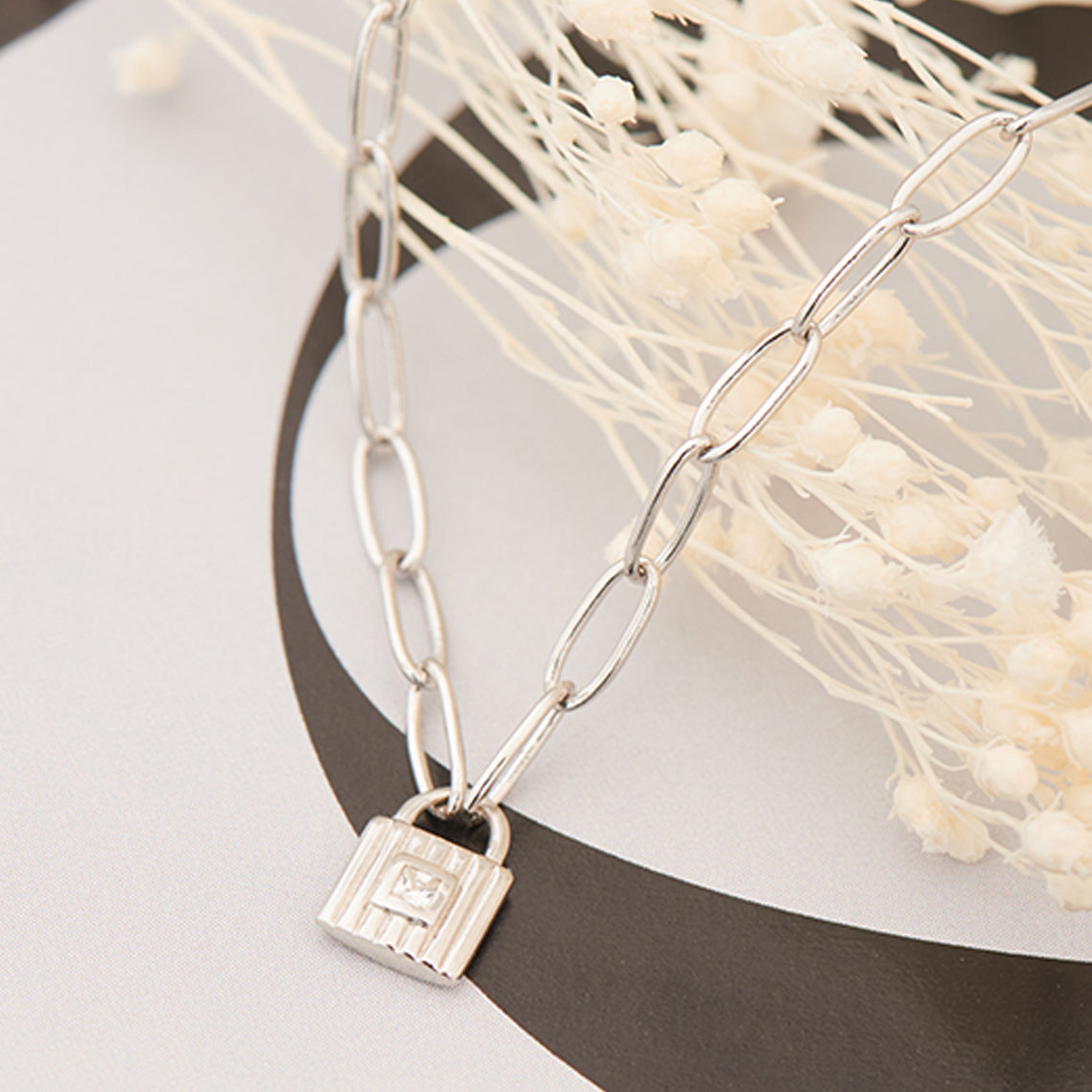 Sterling silver chunky padlock necklace hotsell