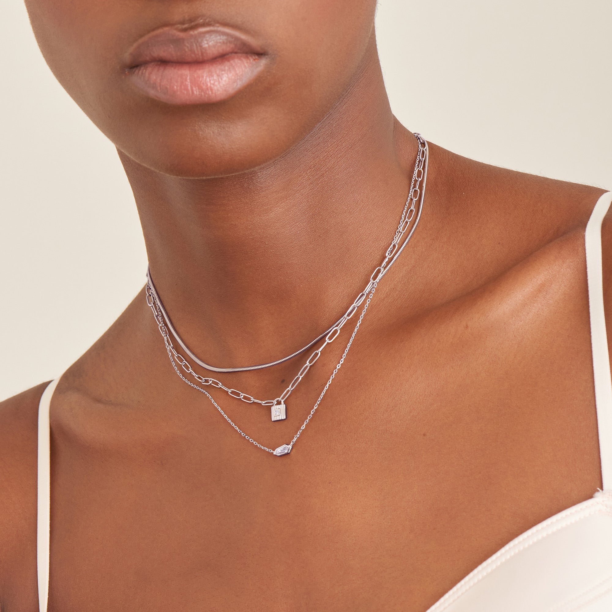 Silver Chunky Chain Padlock Necklace Michael and Son s Jewelers
