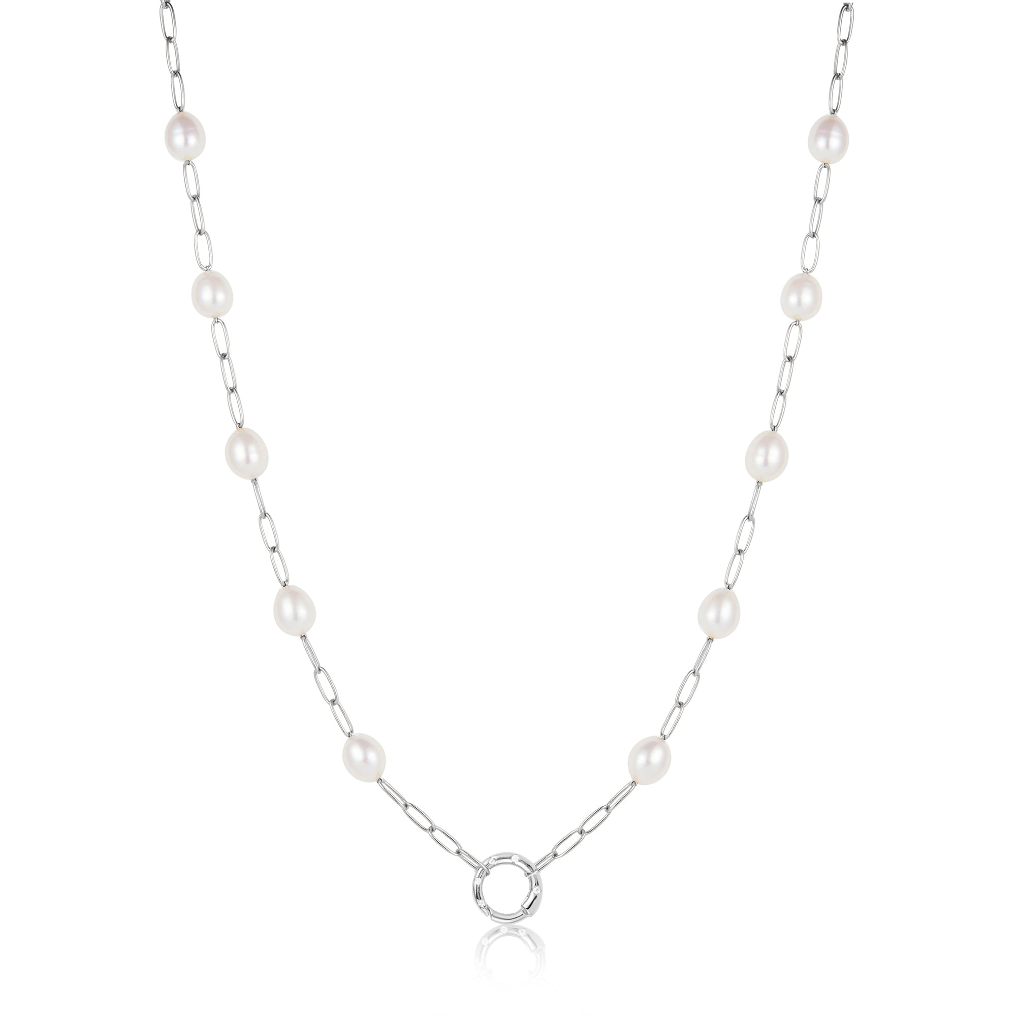 爆売り！ Silver Pearl Chain Charm Connector Necklace アクセサリー