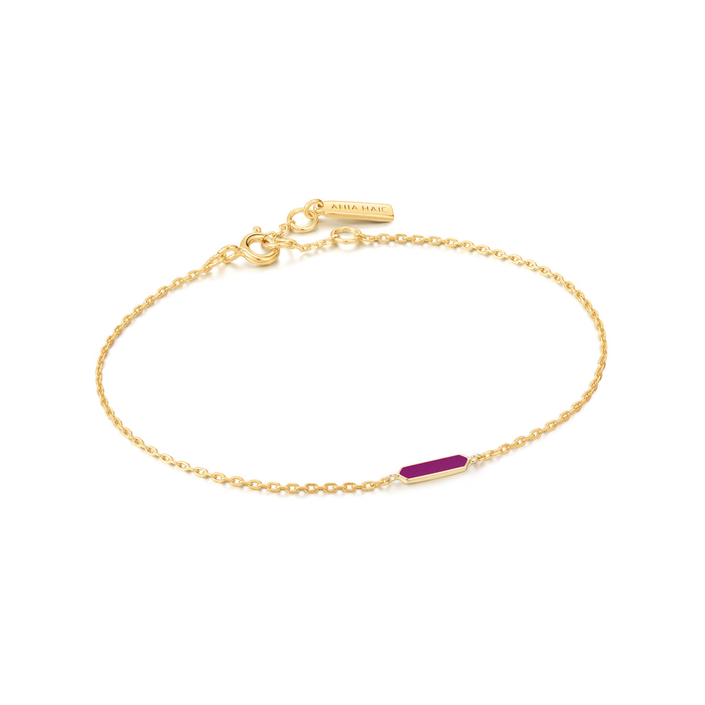 berry enamel bar gold bracelet