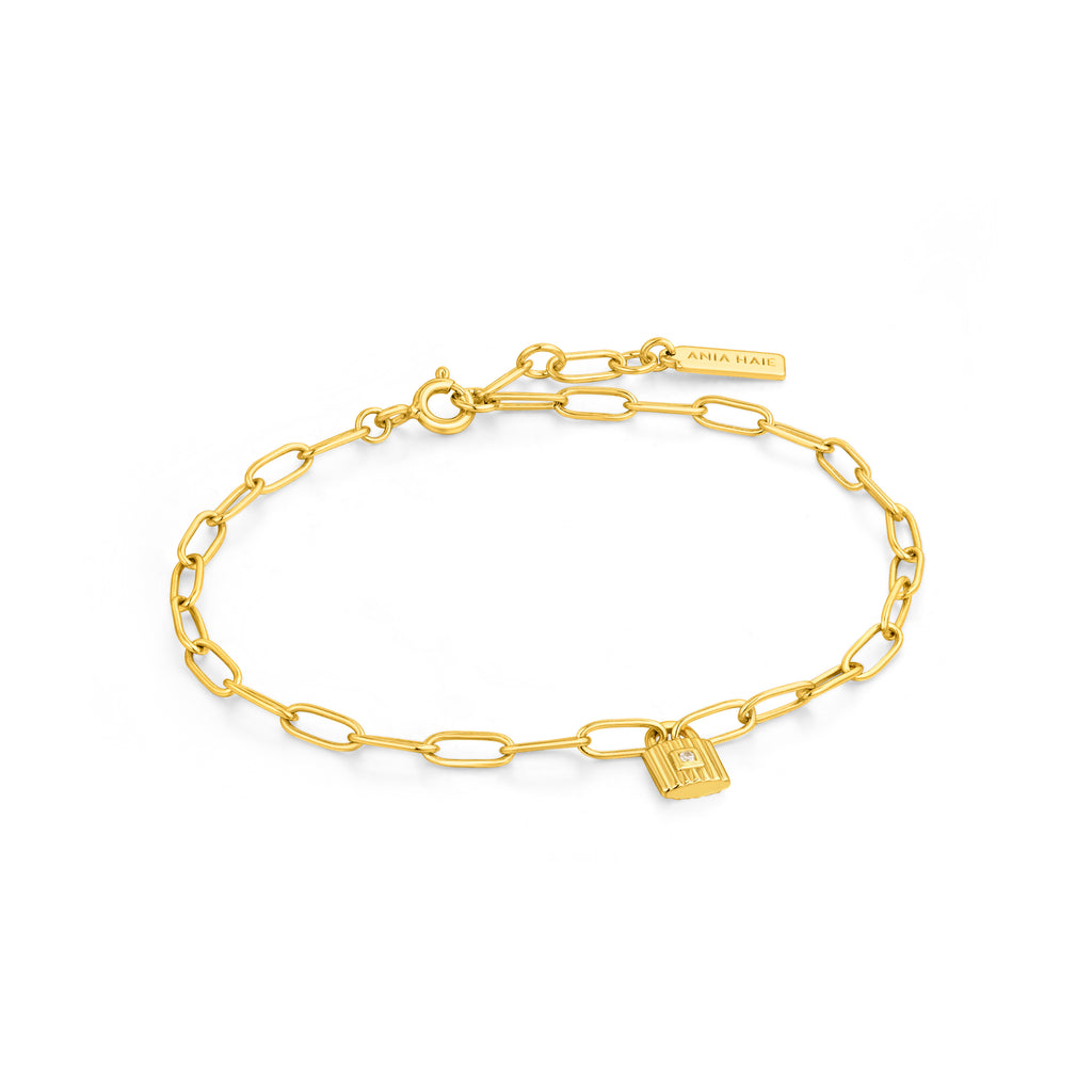 gold chunky chain padlock bracelet 