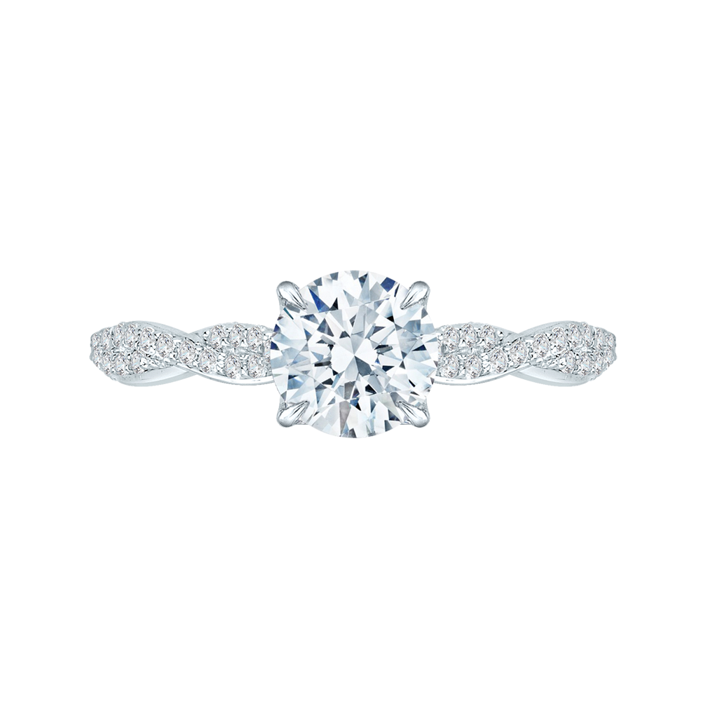 14k white gold round diamond engagement ring (semi-mount)