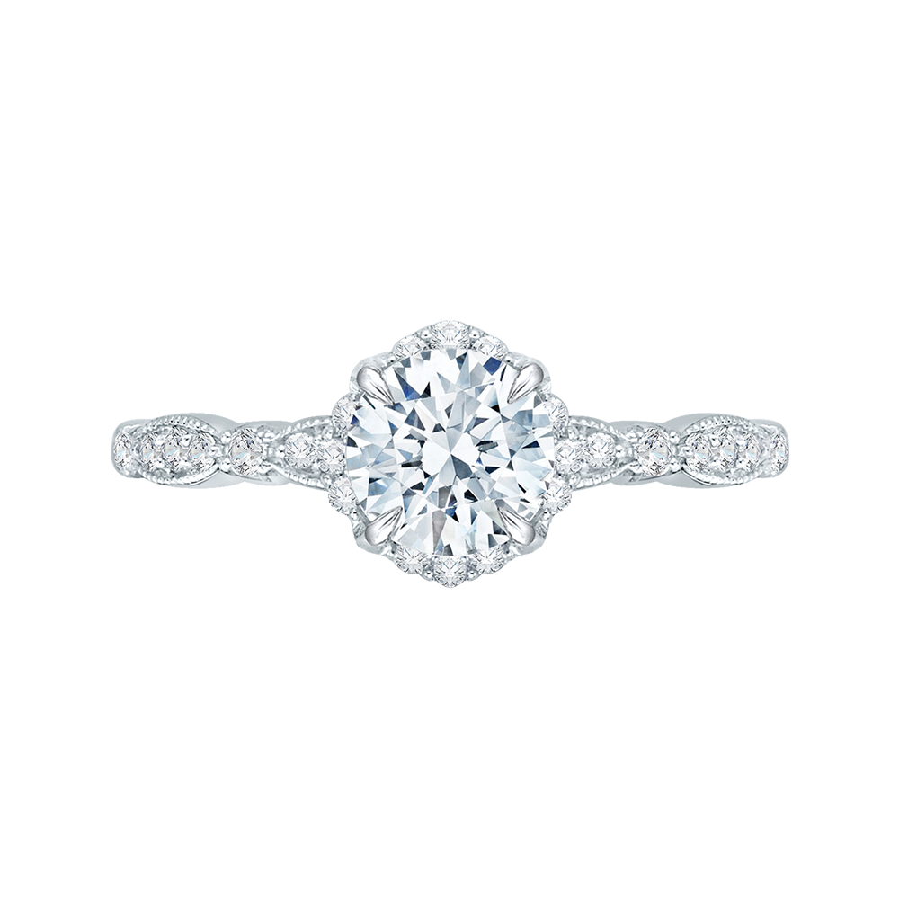 14k white gold round diamond engagement ring (semi-mount)