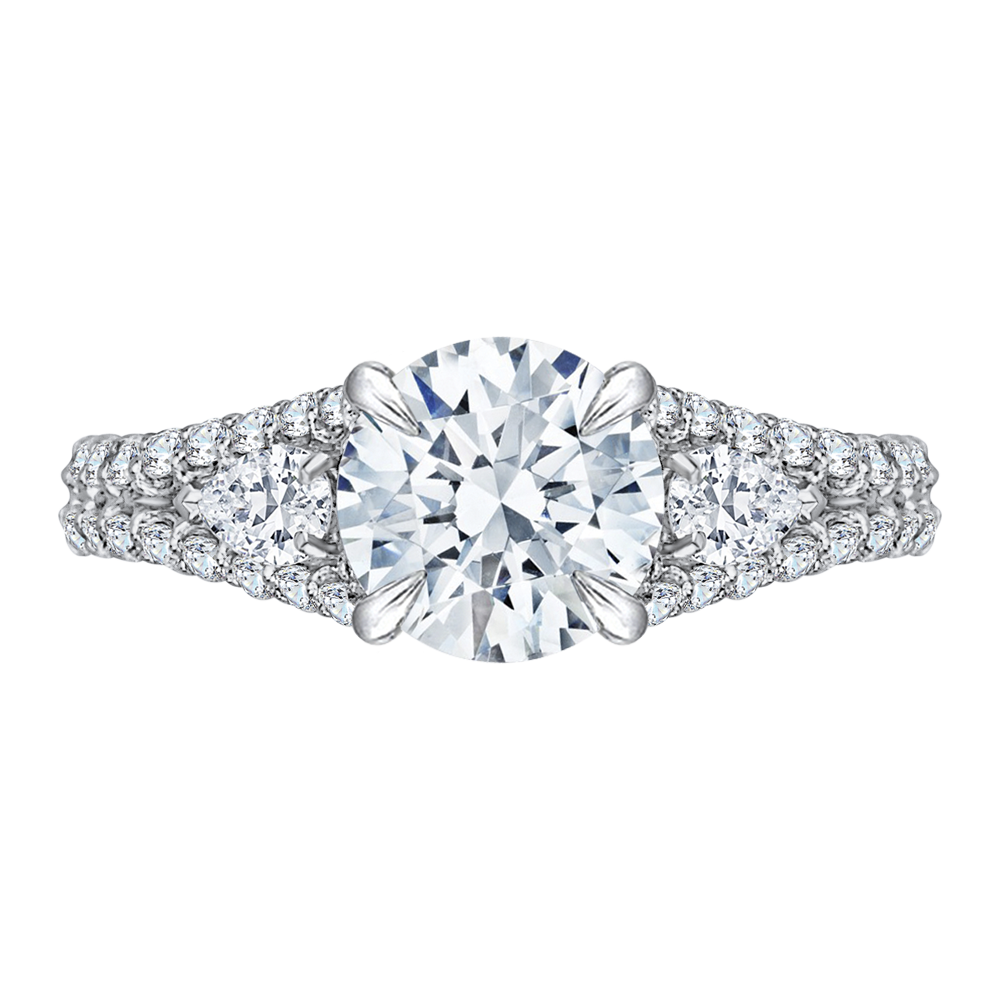 14k two-tone gold round diamond engagement ring with split shank (semi-mount)