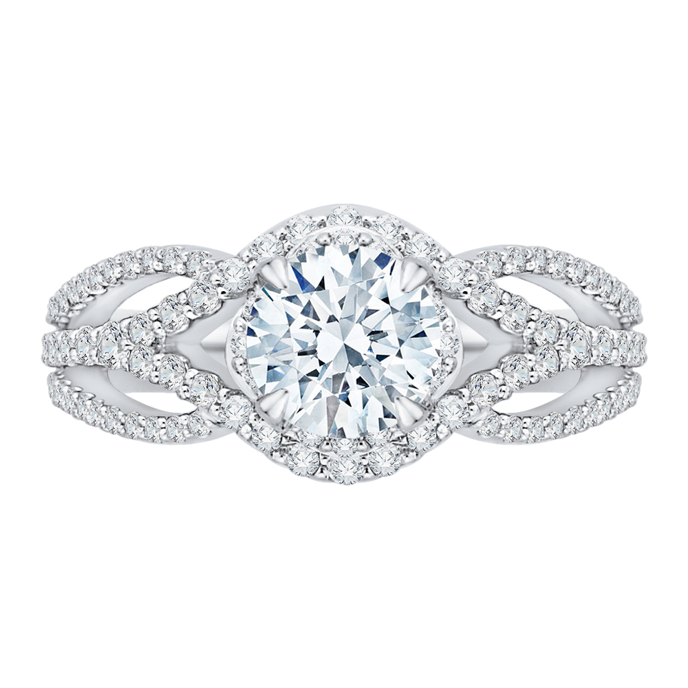 14k white gold round diamond engagement ring with split shank (semi-mount)