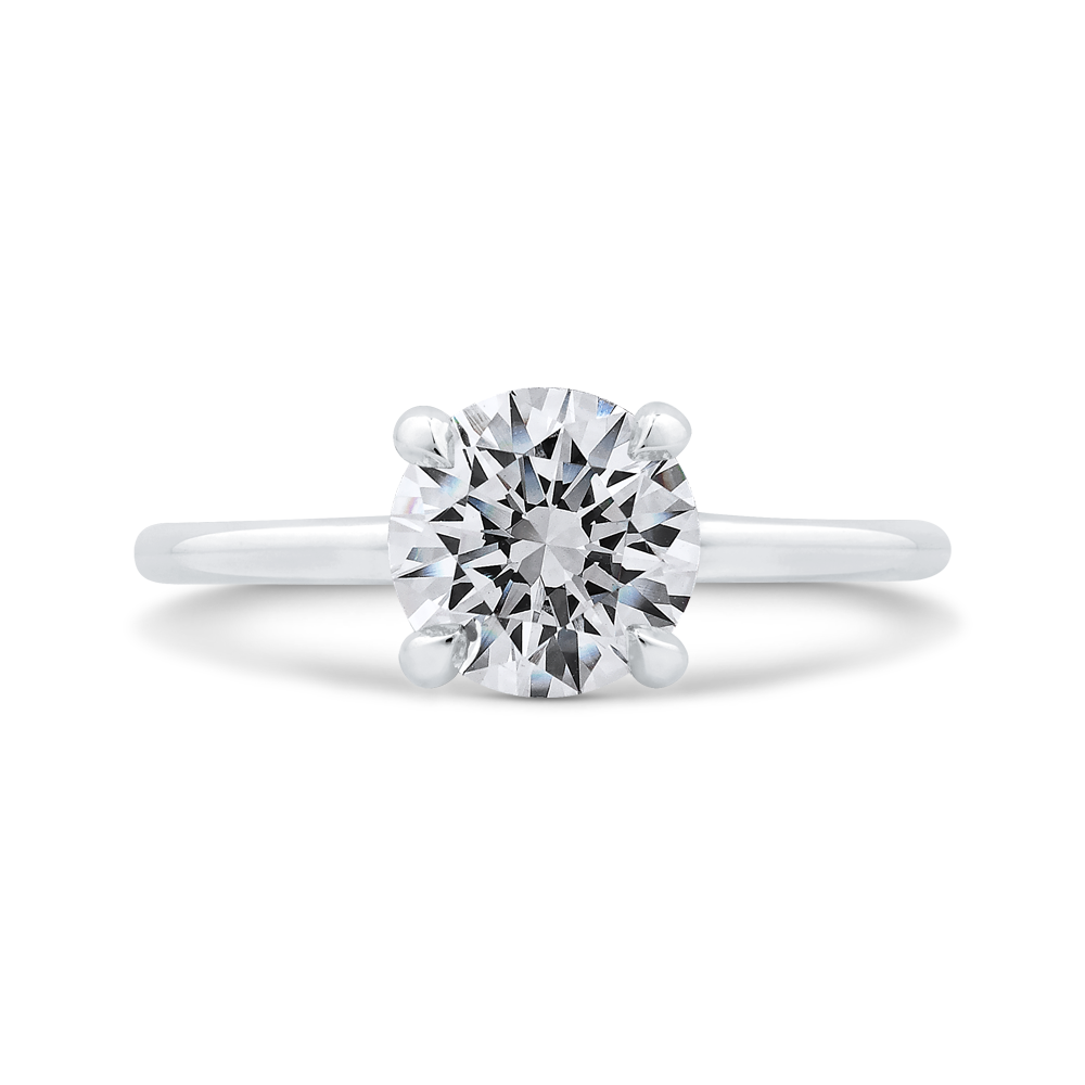 14k white gold round cut diamond classic engagement ring (semi-mount)