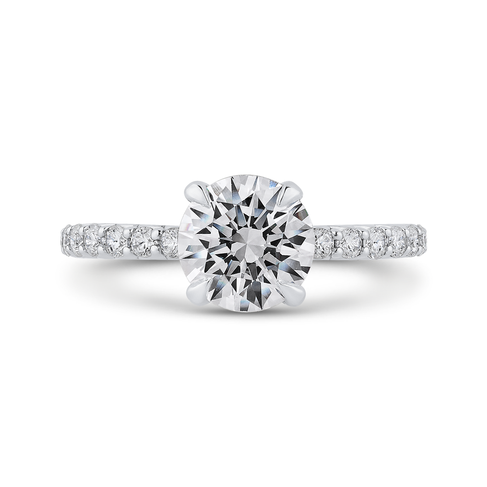 14k two-tone gold round diamond engagement ring (semi-mount)