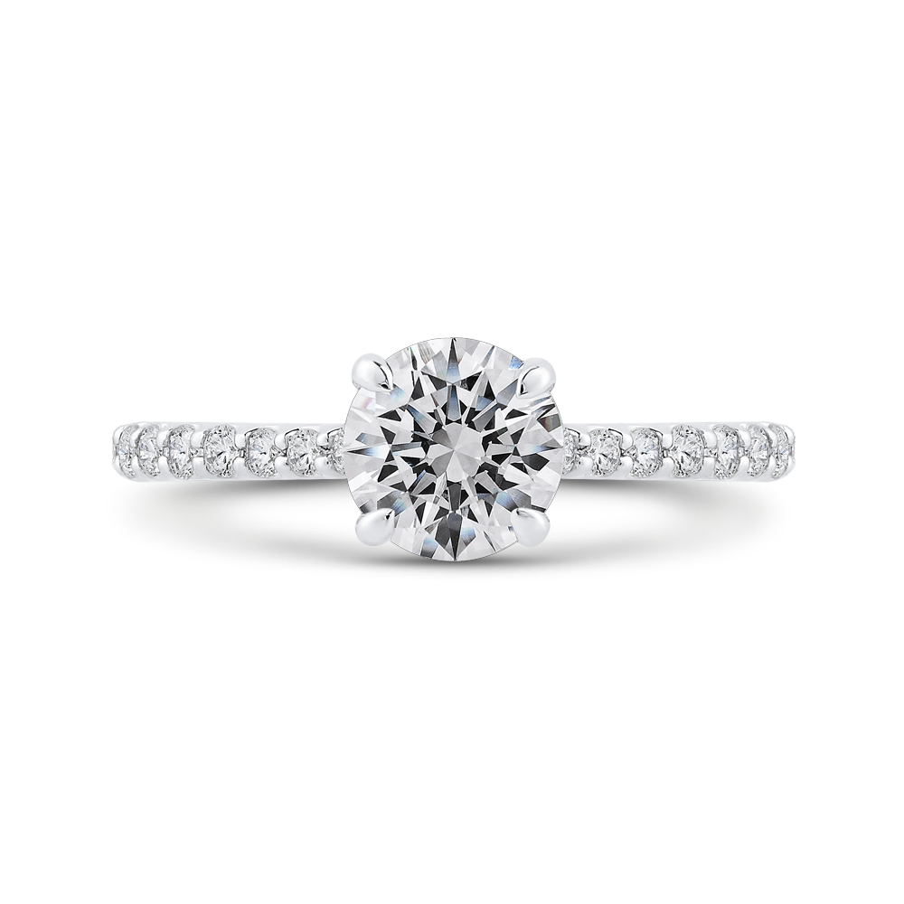 14k two-tone gold round diamond engagement ring (semi-mount)