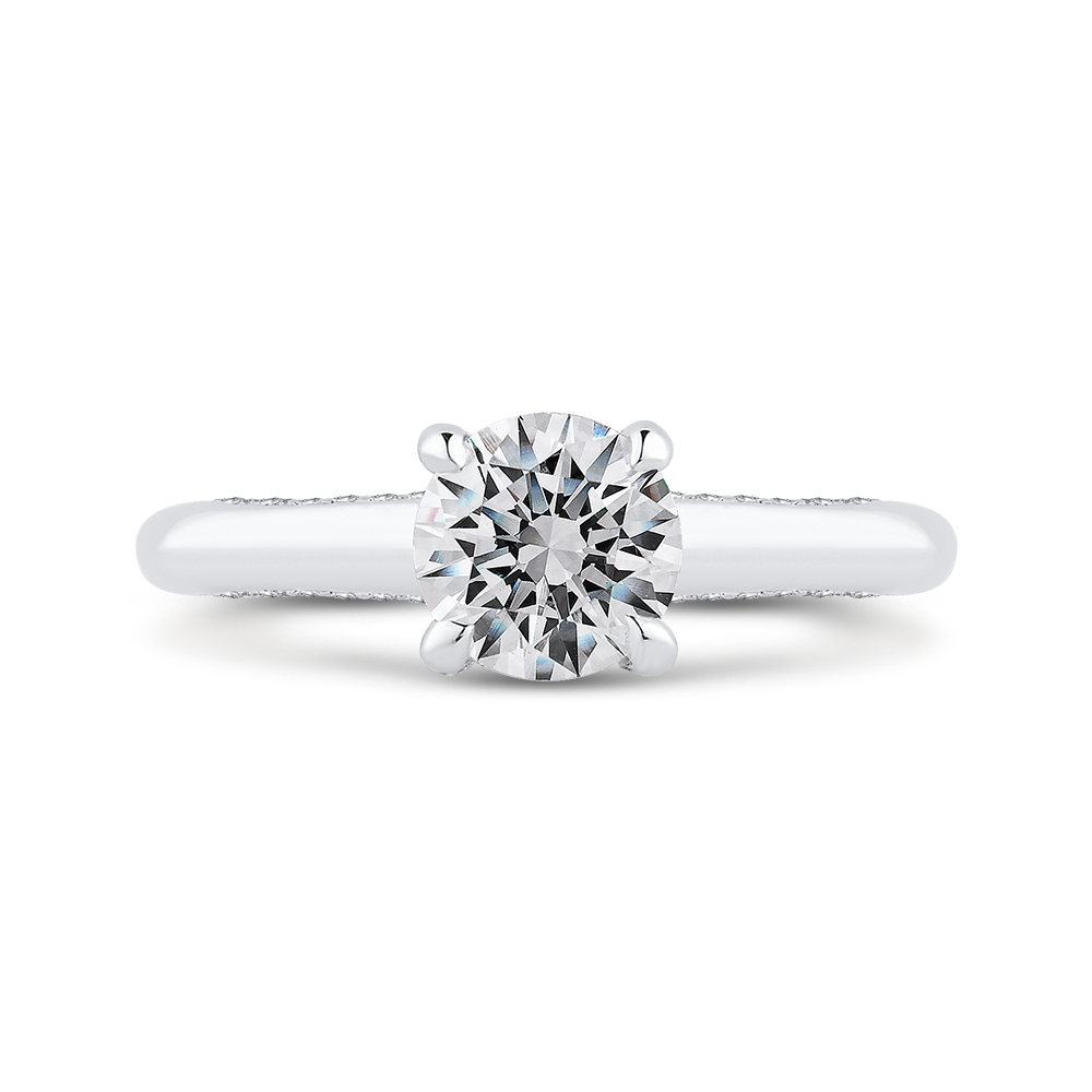 14k white gold round diamond halo engagement ring (semi-mount)
