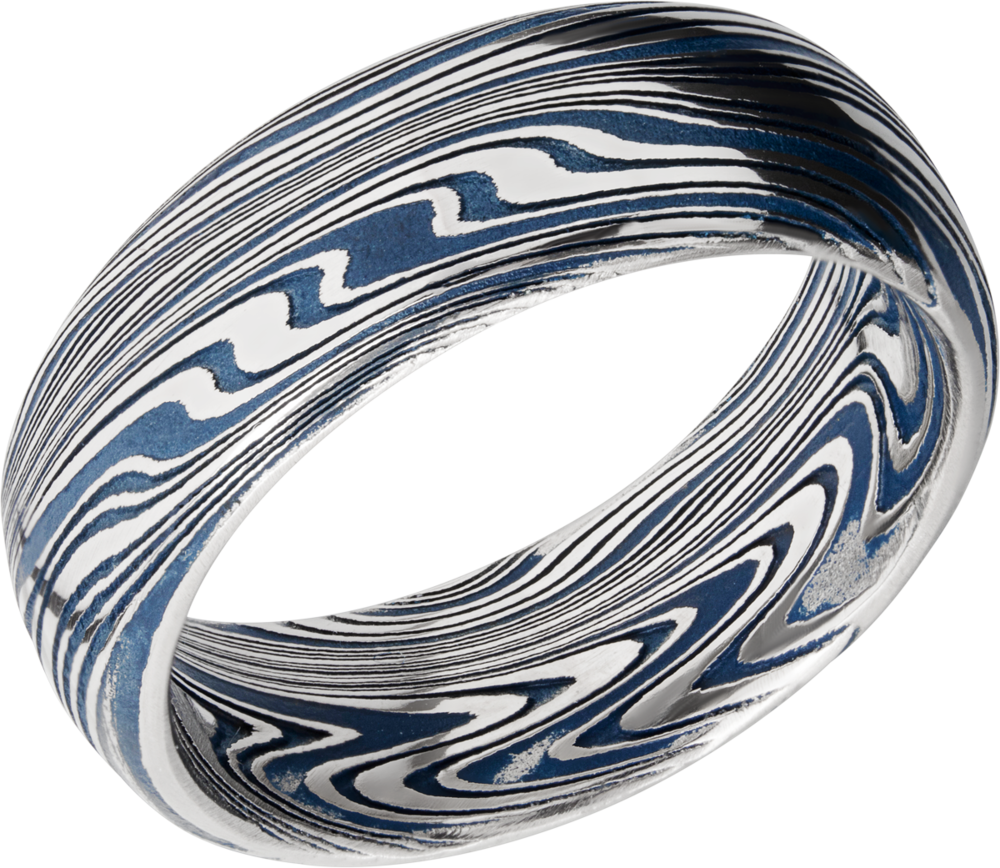 lashbrook cerakote marble damascus steel 8mm domed band d8dbmarble+polish+ridgewayblueall