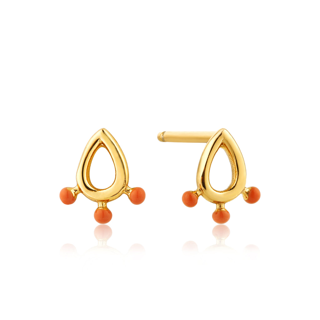 dotted raindrop stud earrings