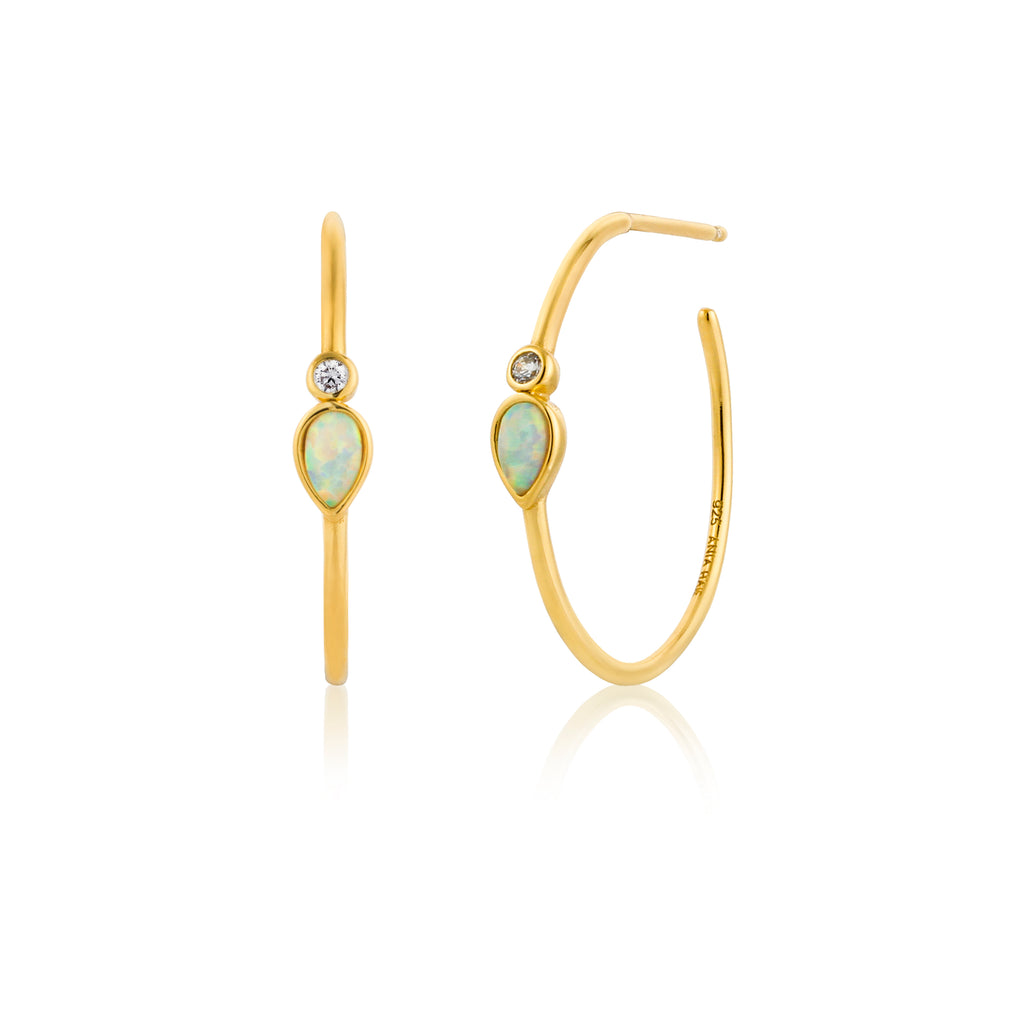 opal colour raindrop hoop earrings