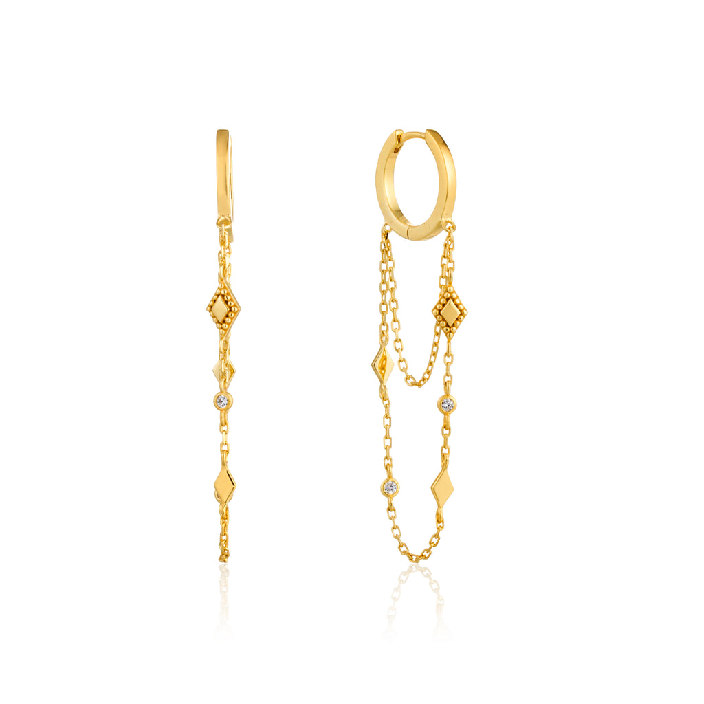 bohemia chain drop mini hoops