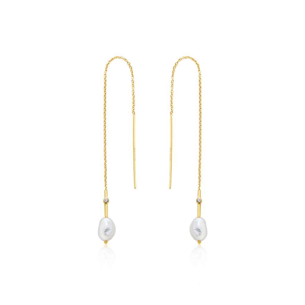 pearl threader earrings 