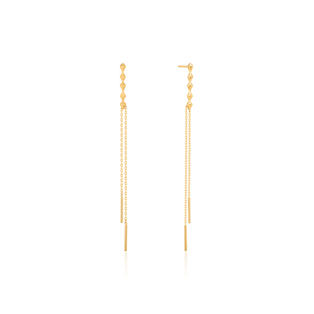 gold spike double drop earrings