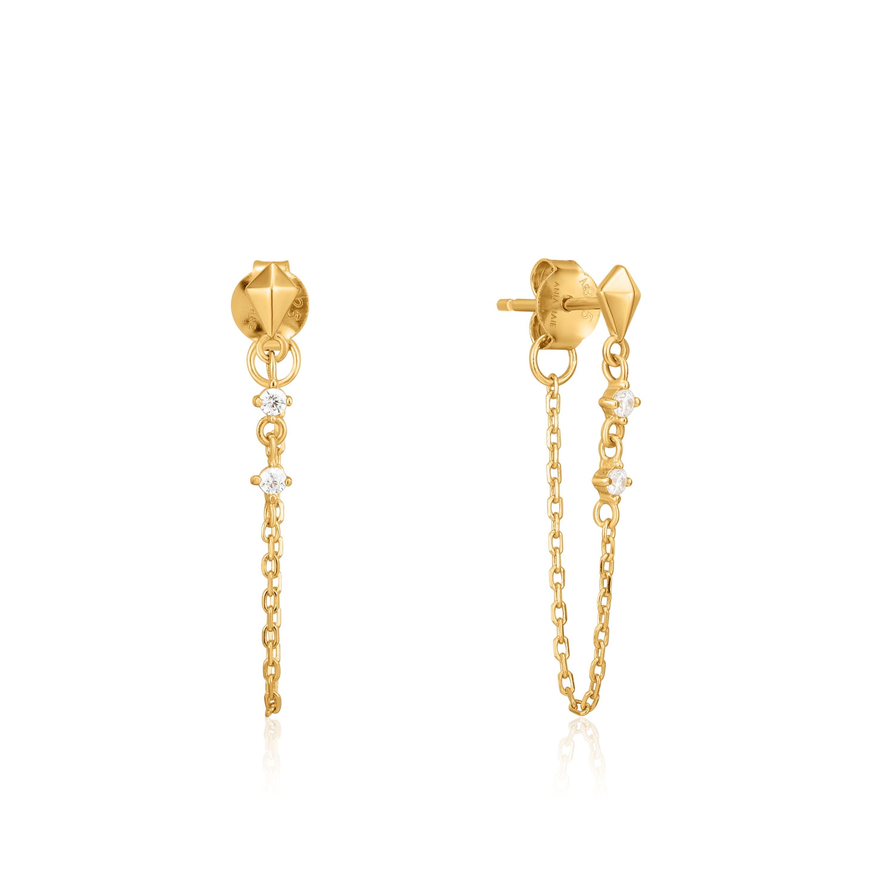 Spike Stud With Chain Earring Double Earrings With Chain 