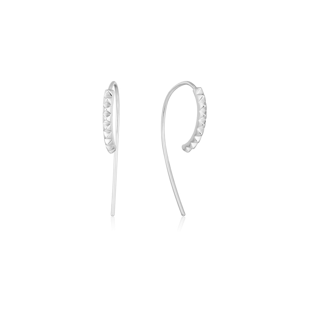 silver spike solid drop earrings