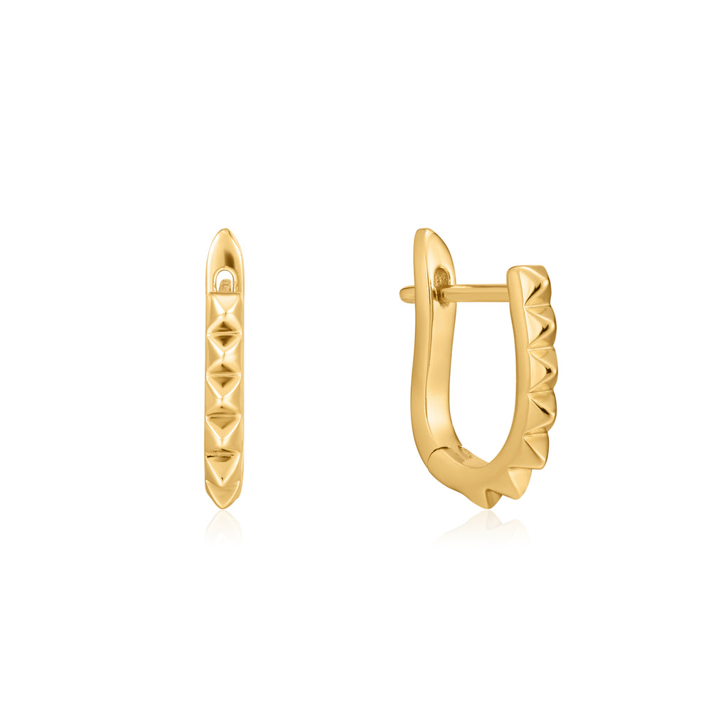 gold spike huggie hoop earrings