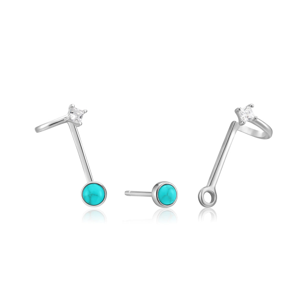 tidal turquoise double stud earrings