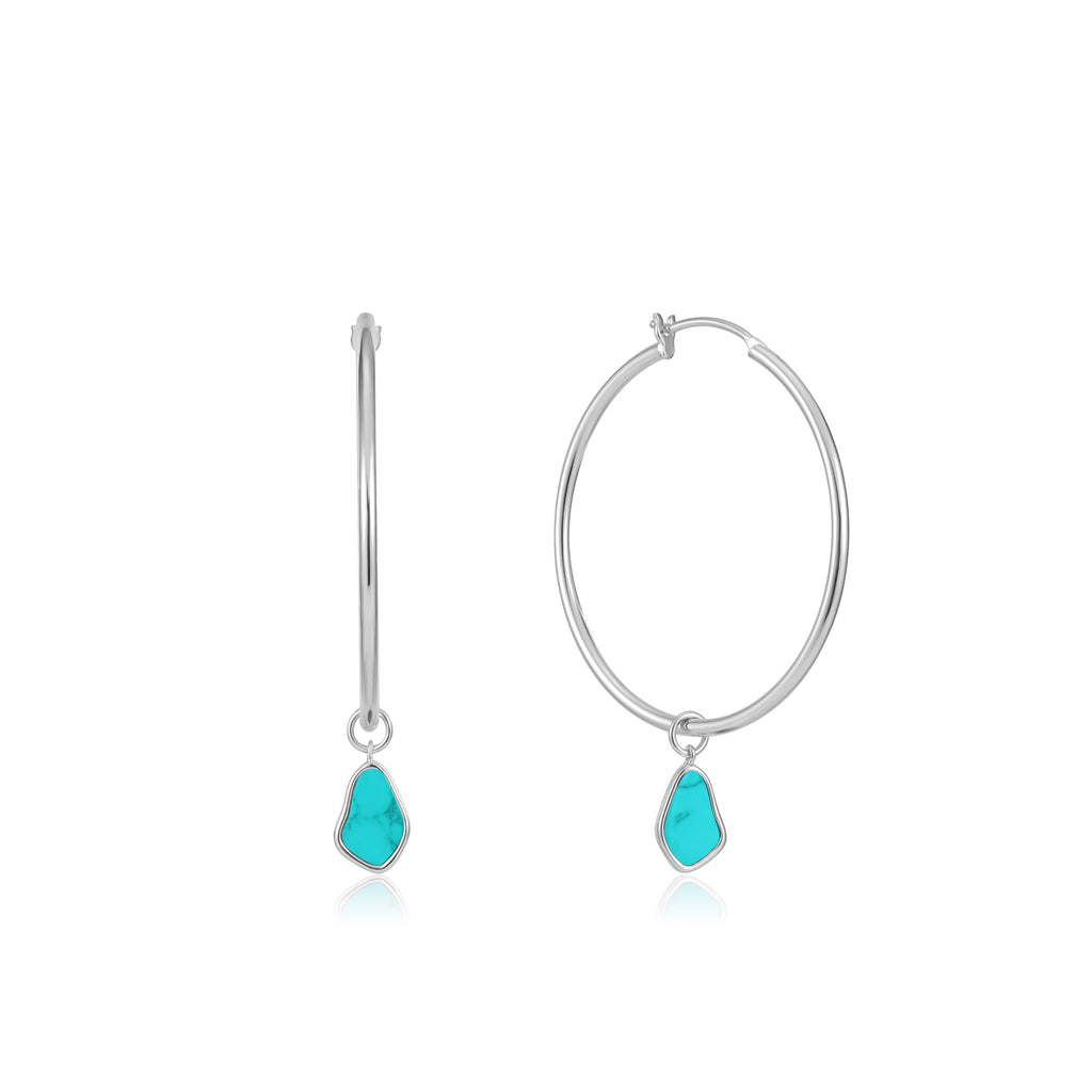 tidal turquoise drop hoop earrings