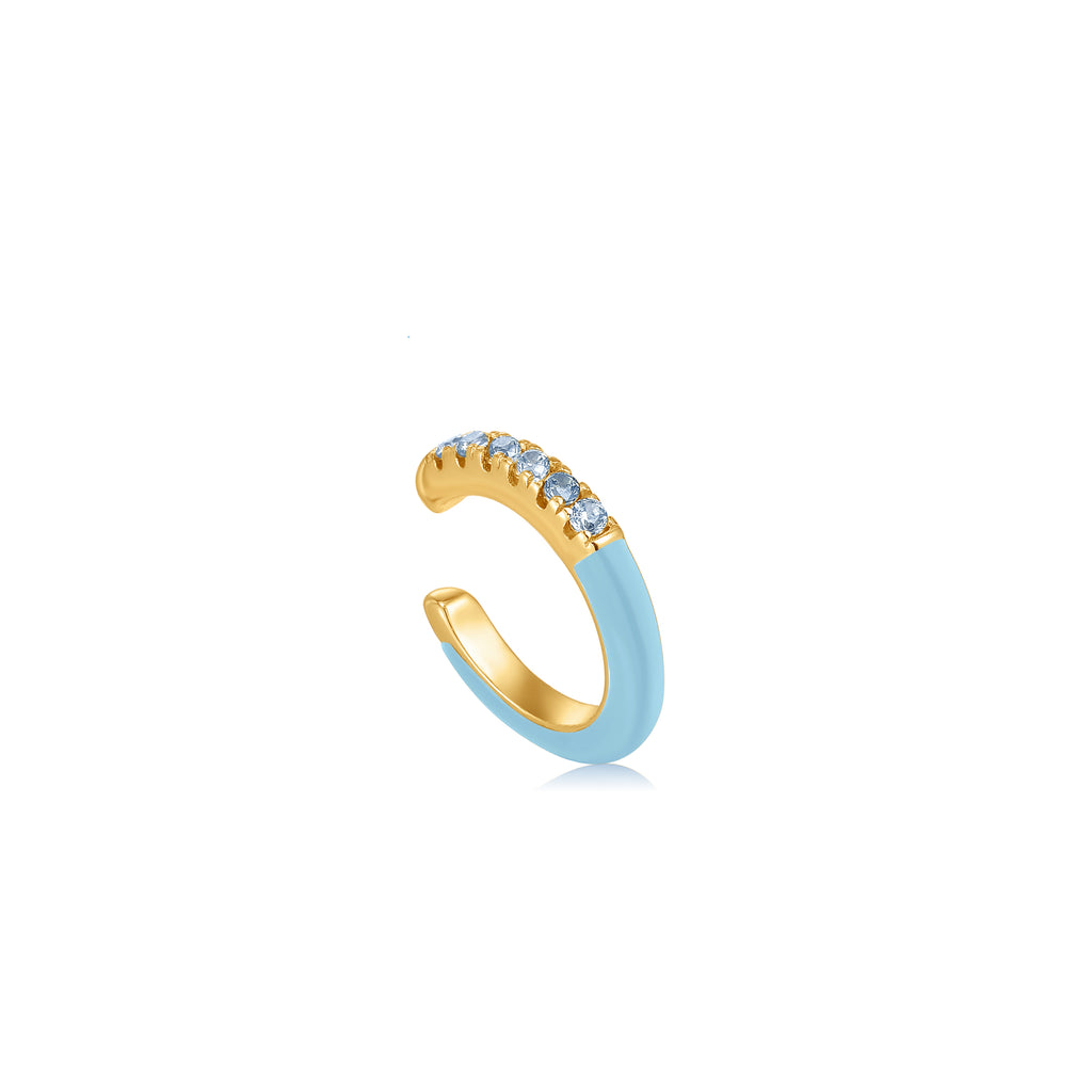 powder blue enamel gold ear cuff