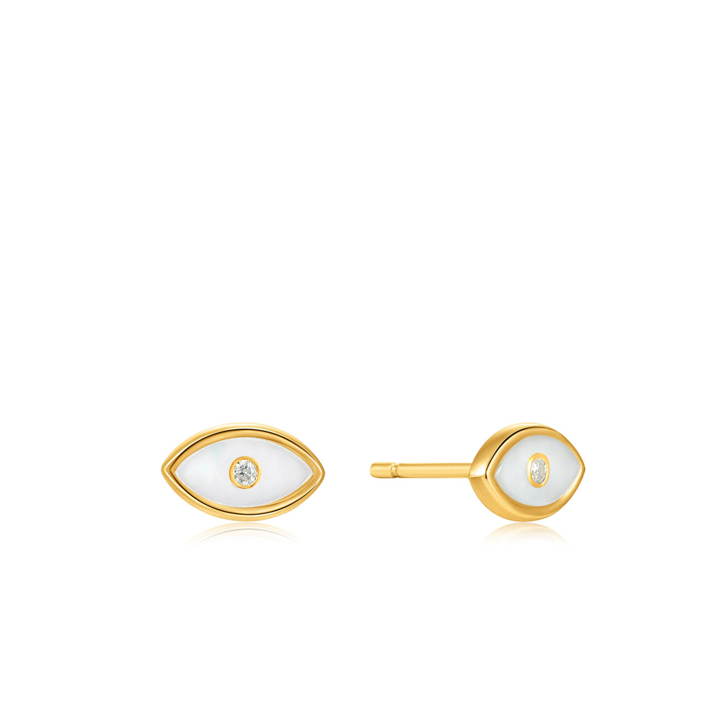 evil eye gold stud earrings