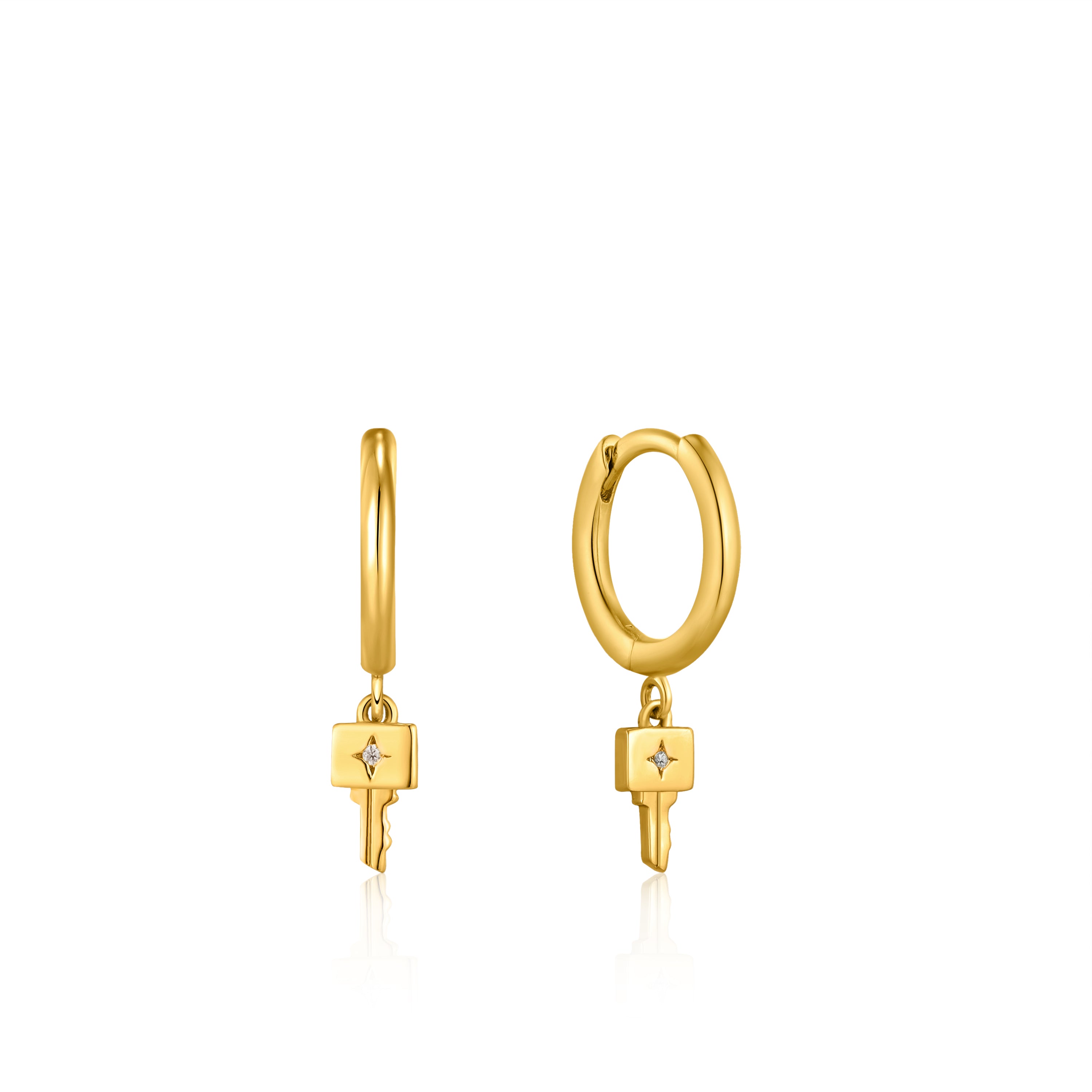 Gold sales key earrings