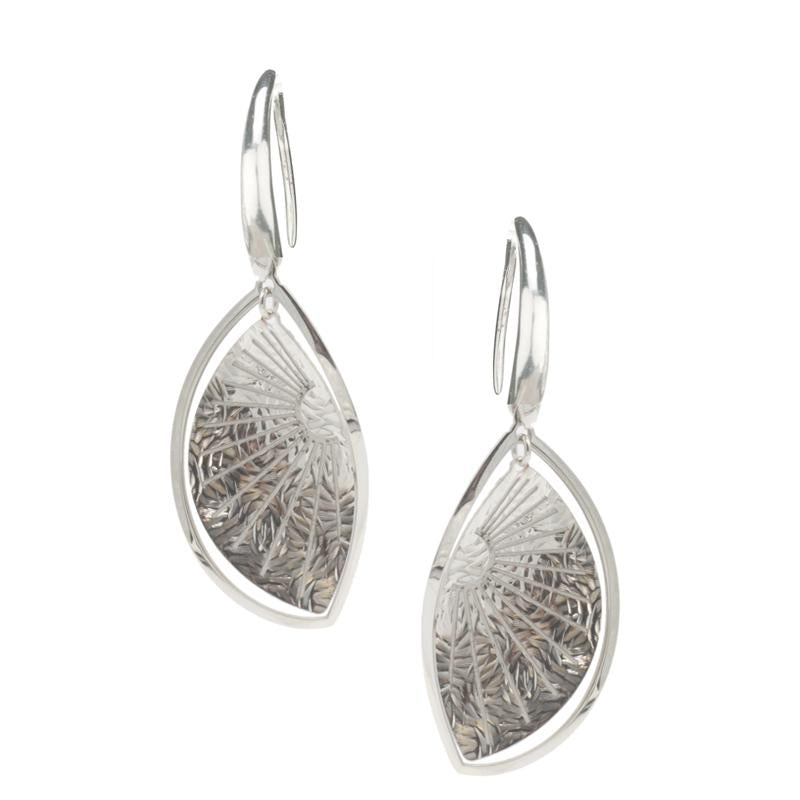 sterling silver sunray leaf earrings e1114