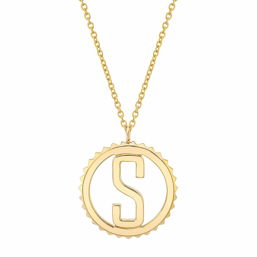 MICHAEL M Necklaces 14K Yellow Gold / S Tetra Initial Medallion P366YG