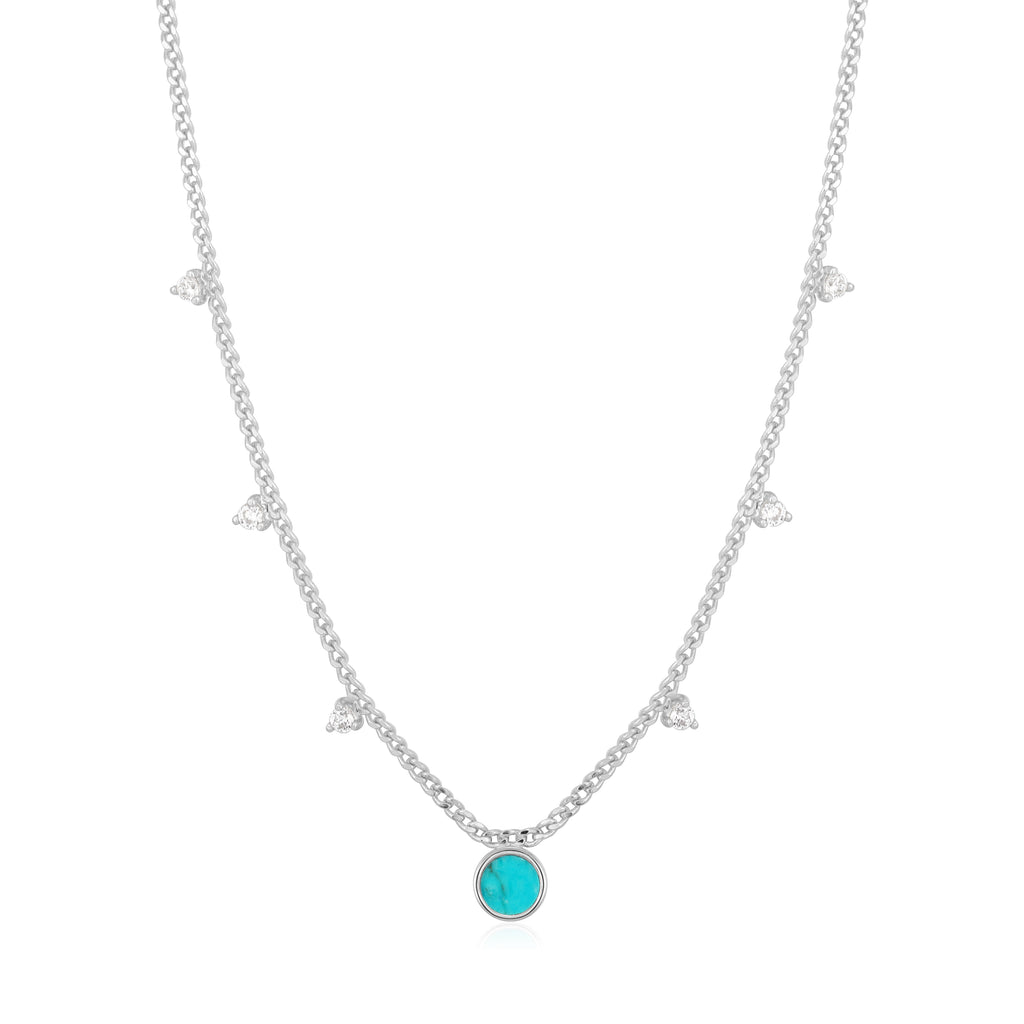 turquoise drop disc necklace 