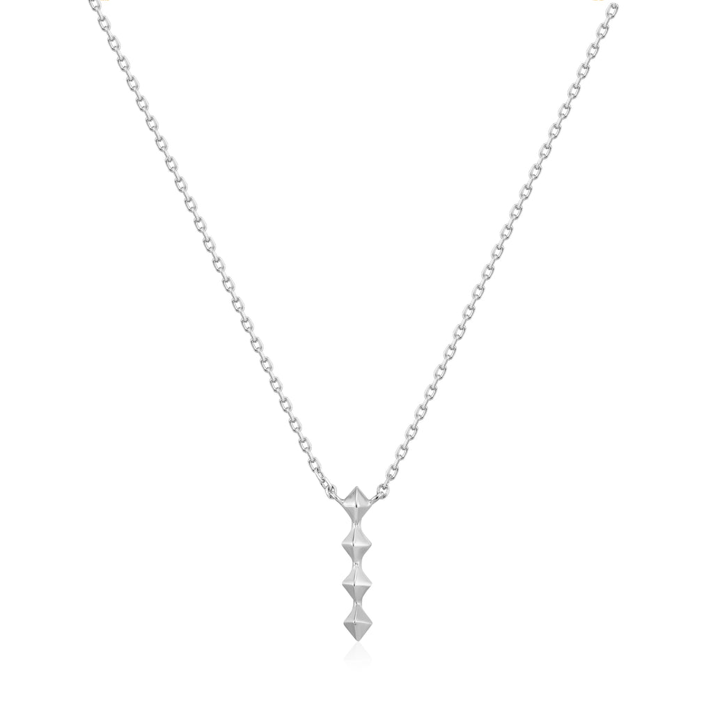 silver spike drop necklace