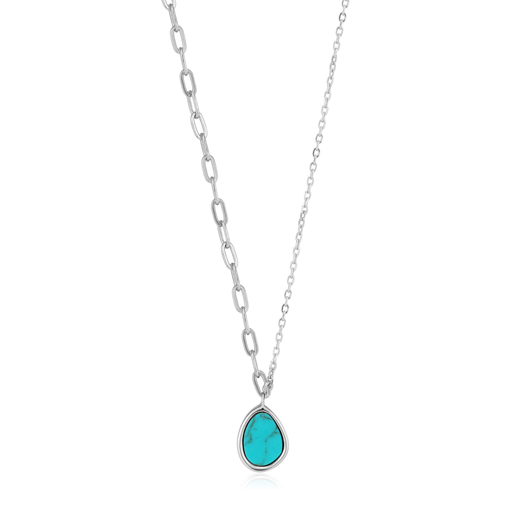 tidal turquoise mixed link necklace