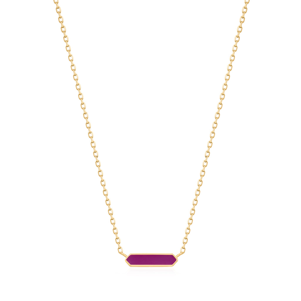 berry enamel bar gold necklace