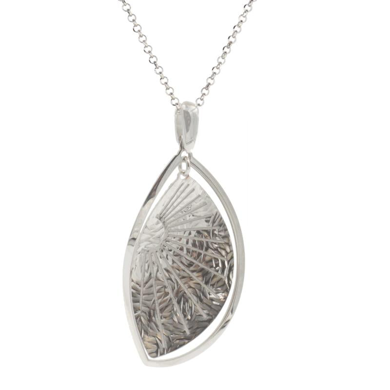 sterling silver sunray leaf necklace ne1114