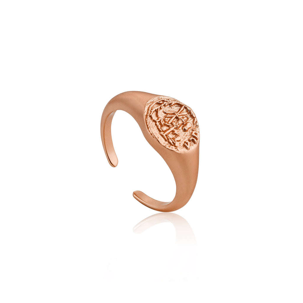 emblem adjustable signet ring