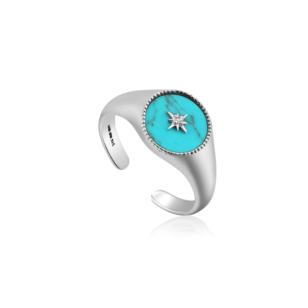 turquoise emblem signet ring