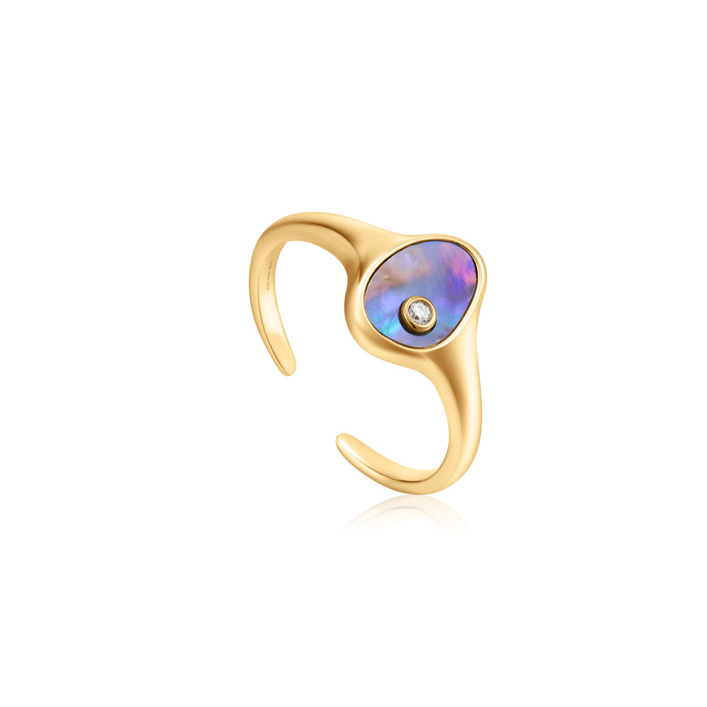 tidal abalone adjustable signet ring