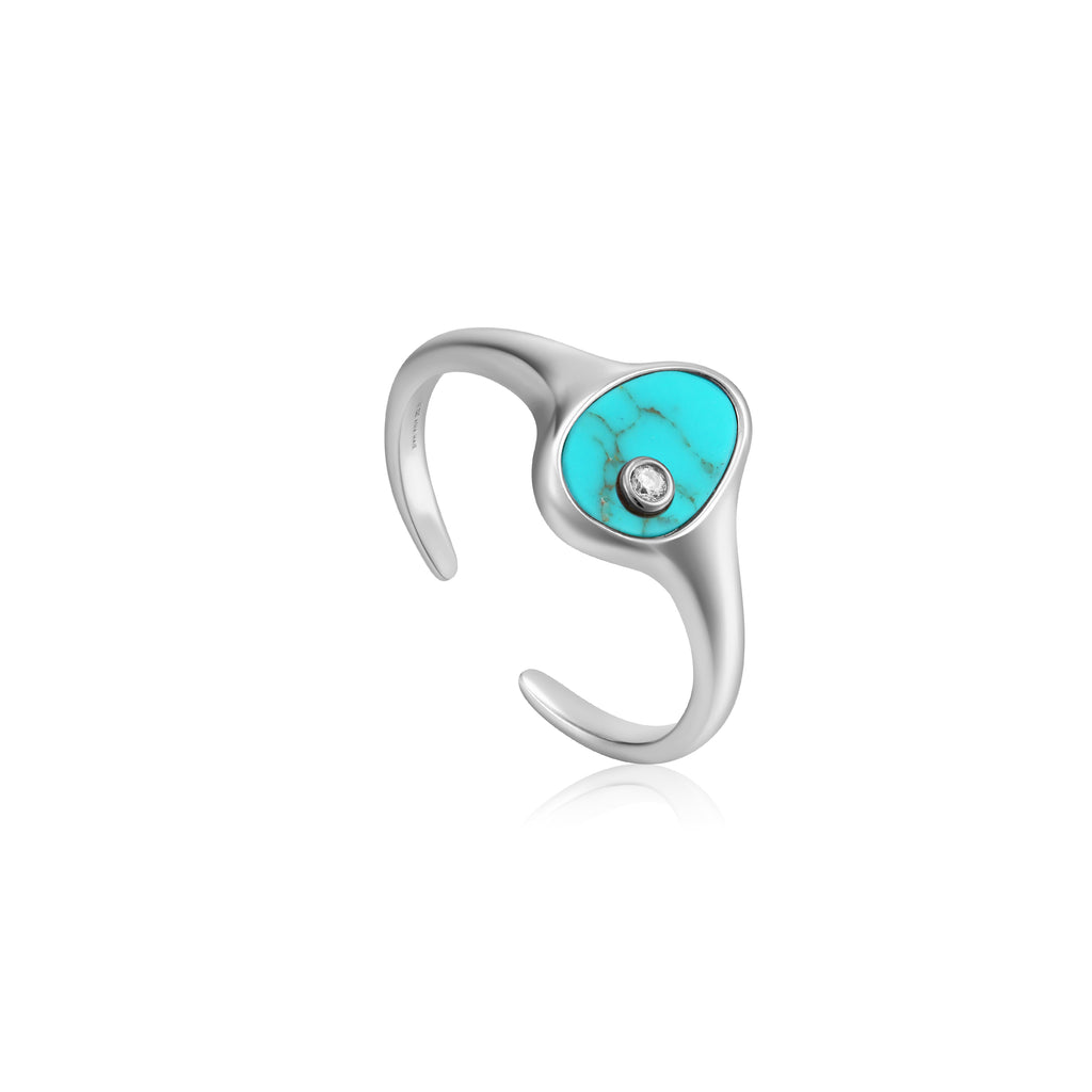 tidal turquoise adjustable signet ring