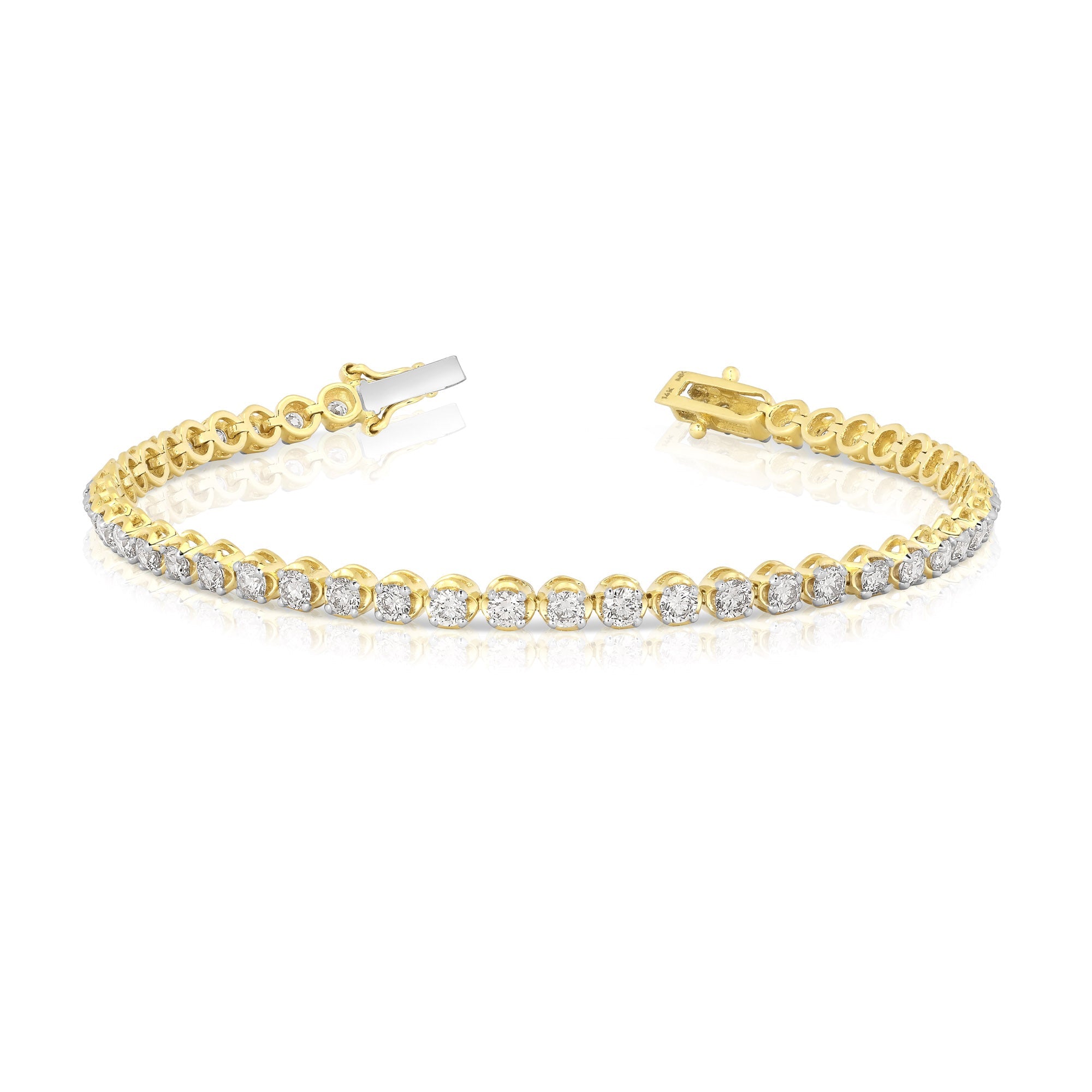 14k Solid Gold Natural Diamond 4 Prong Tennis Bracelets 2ct 10ct - Etsy