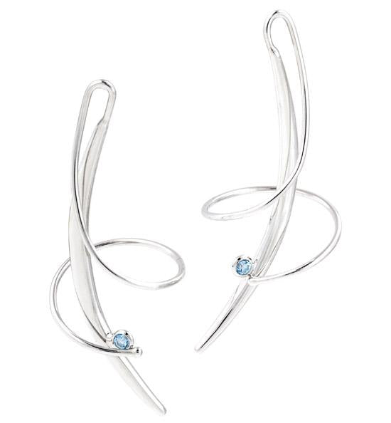 sterling silver blue topaz swirl earrings e245