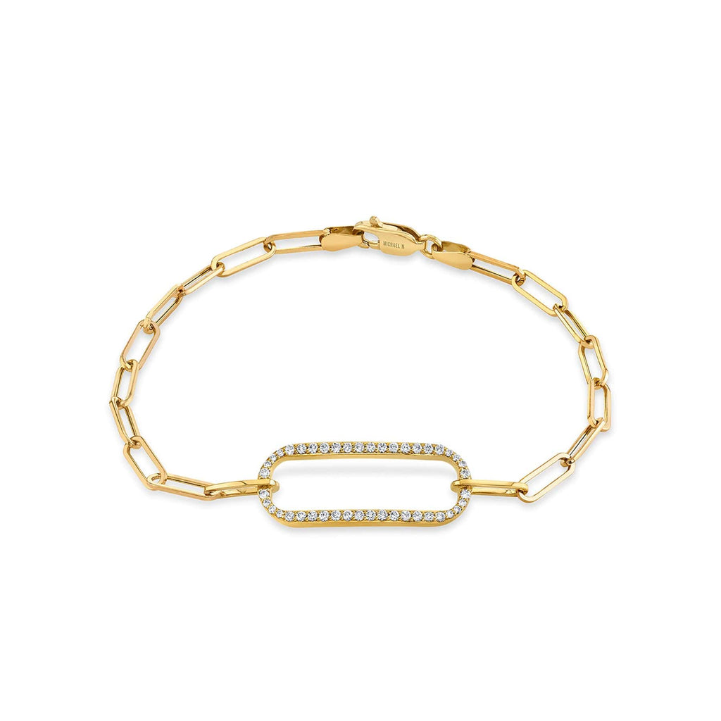 MICHAEL M Bracelets 14K Yellow Gold / Small Pave Singleton Bracelet BR356
