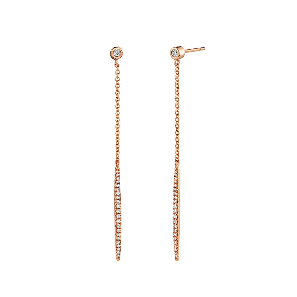 MICHAEL M Earrings 14K Rose Gold Diamond Stud Linear Earrings ER275RG