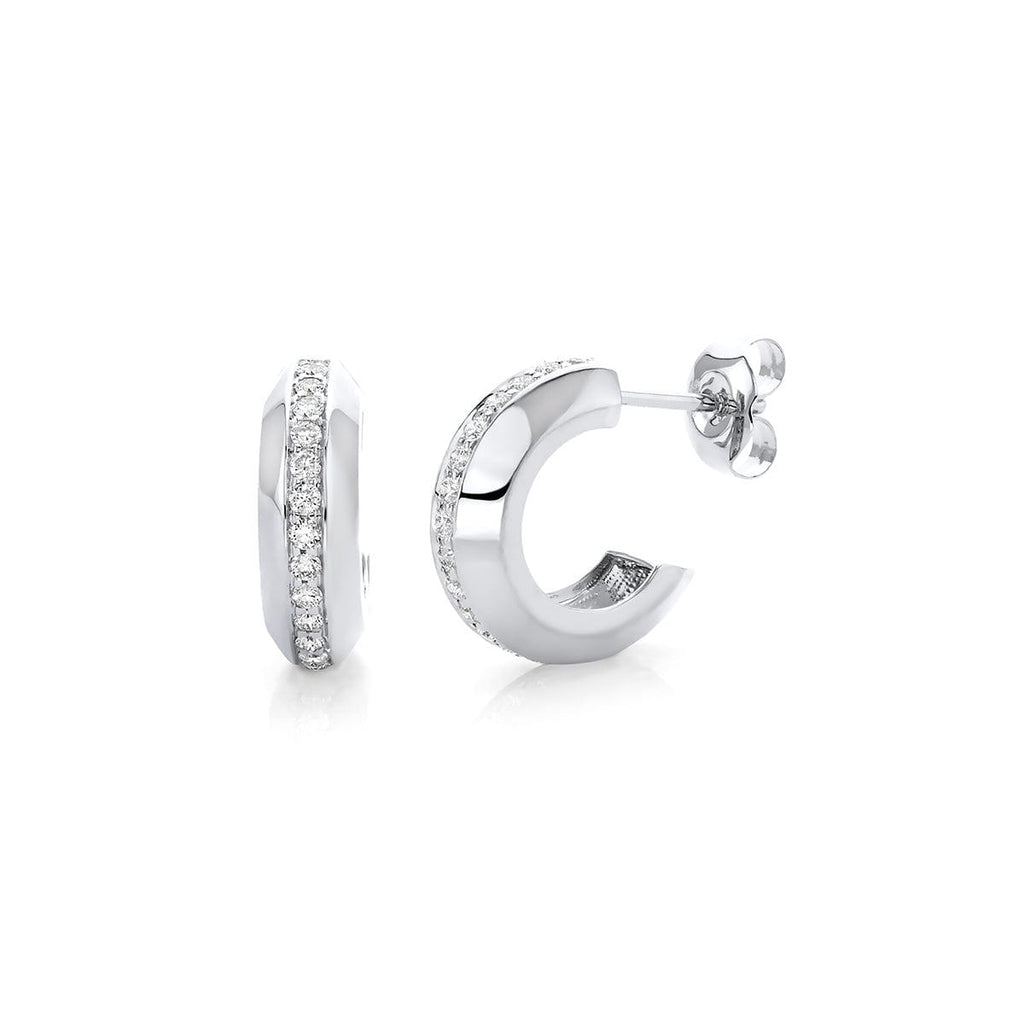 MICHAEL M Earrings 14K White Gold Small Pavé Luxe Link Hoops