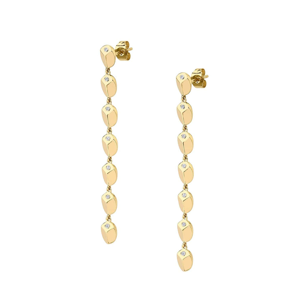 MICHAEL M Earrings 14K Yellow Gold Carve Drop Earrings with Diamonds ER460YG