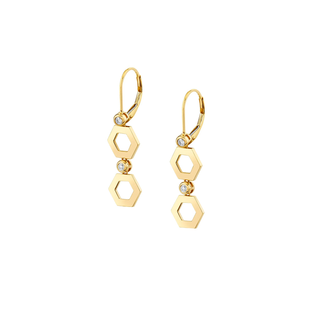 MICHAEL M Earrings 14K Yellow Gold Plain Hex Short Infinity Earrings ER516
