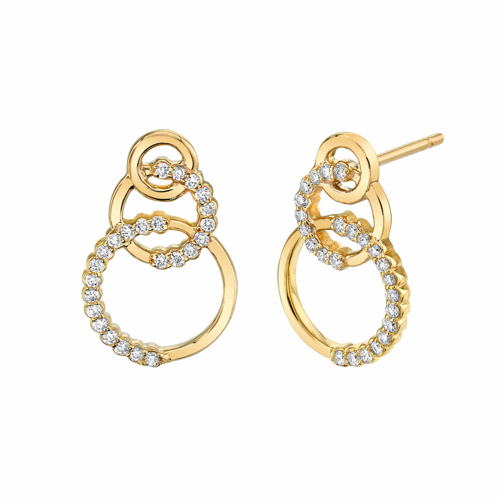 MICHAEL M Earrings 14K Yellow Gold Triple Circle Diamond Drop Earrings ER273YG