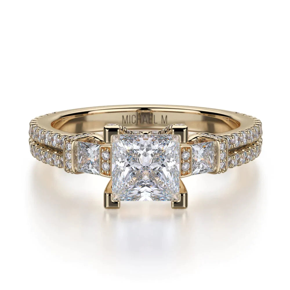 MICHAEL M Engagement Rings 18K Yellow Gold Princess R476-1 R476-1YG