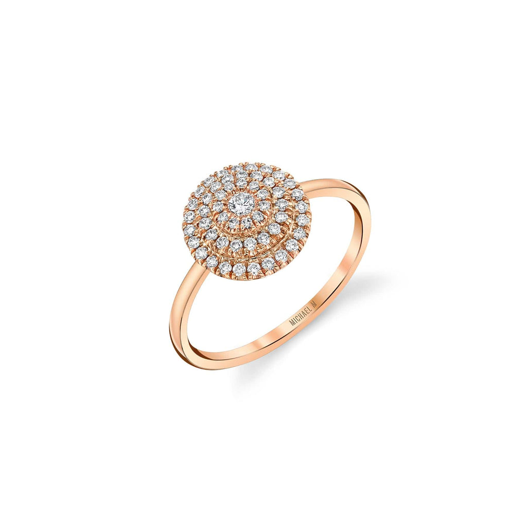 MICHAEL M Fashion Rings 14K Rose Gold / 4 Pavé Diamond Disc Ring F304-RG4