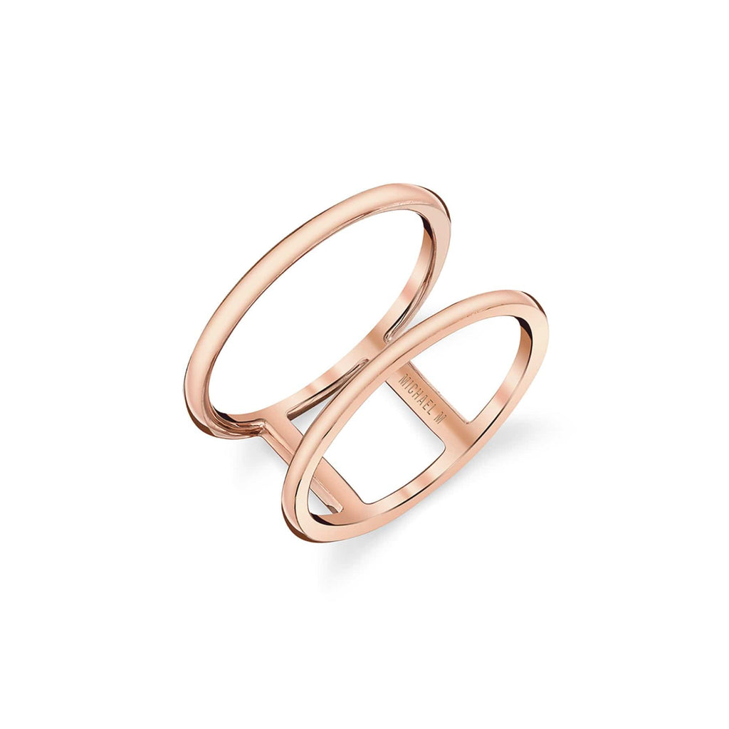 MICHAEL M Fashion Rings 14K Rose Gold / 4 Solid Double Band Ring F328-RG4